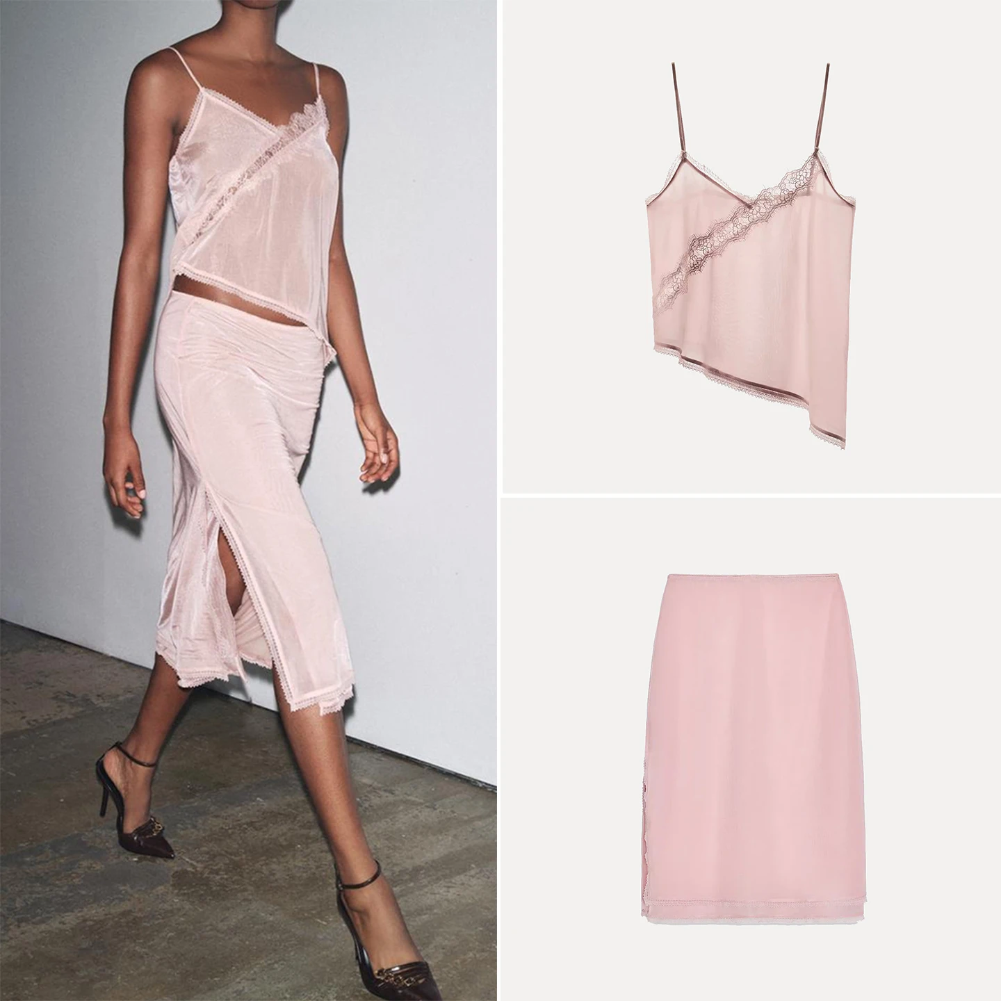 

Women's Faion Midi Skirt And Strap Top Set High Waist Gored Skirt No Sve European Sle Autumn Collection Z Brand