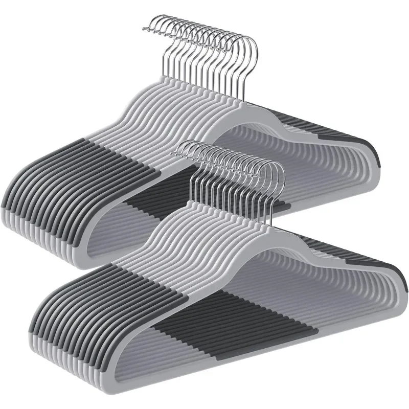 Cabides de plástico que economiza espaço, cabides, gancho giratório de 360 °, 0,2 polegadas de espessura, 17,7 polegadas de largura, pacote de 50, pacote de 50