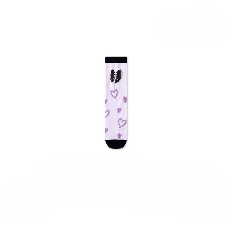 Kuromi Sanurgente-Chaussettes hautes pour enfants, chapeau de dessin animé mignon, chapeau long en coton pour bébé, chaussettes de mollet pour fille, cadeau de Noël et d'anniversaire