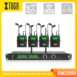 XTUGA RW2090 Professional Wireless Metal In-ear Monitor Wireless System 2 Channel Multi Transmitter for Stage Performances