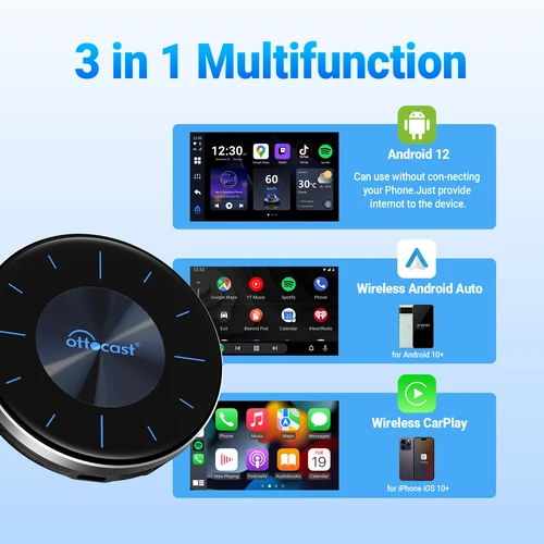 Imagen 2 del producto OttoAIBOX P3 CarPlay AI Box inalámbrico Android Auto para mini HDMI TV Box accesorios de coche para Toyota Kia Hyundai VW