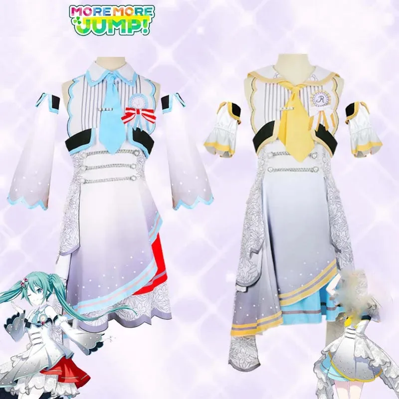 PJSK Cosplay Costume Wig Miku 3rd Anniversary Uniform Women Fashion Printed Dress Outfit Halloween Christmas stage Clothing vl;6