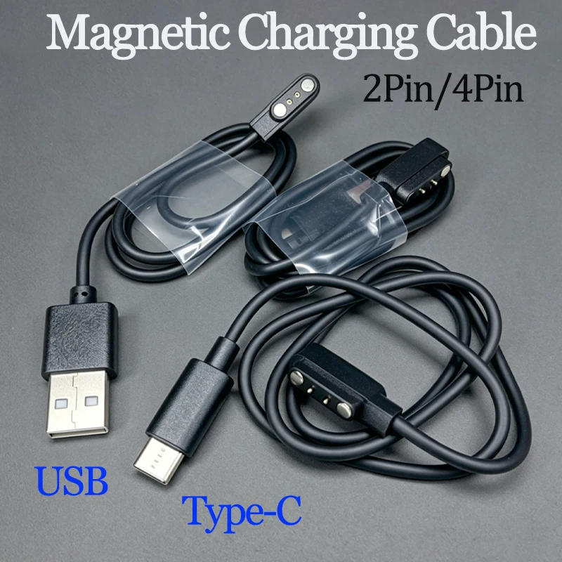 

1PCS 2Pin 4Pin For Smartwatch Magnetic USB Type-C Dock Charging Cable Cord Adapter for Adult Kids Smart Watch Power Charge Wire