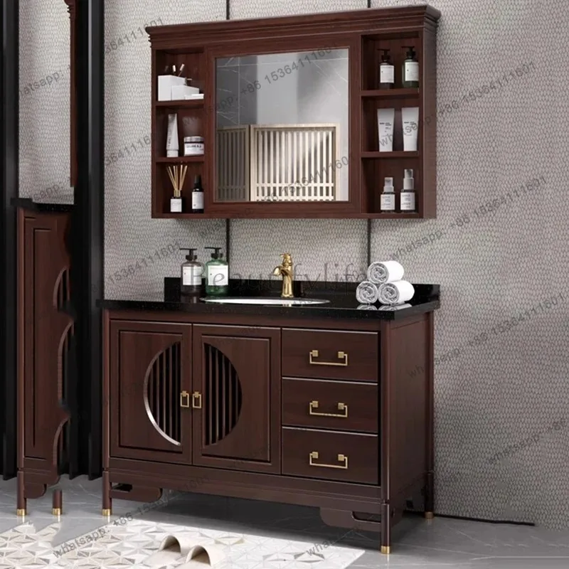 YJ Wooden Waterproof Bathroom Cabinet Floor Standing Space Saving Bathroom Cabinet Storage Clearance Mobile Da Bagno Furniture H