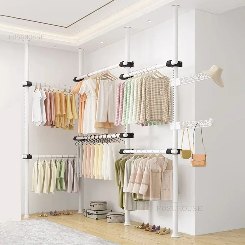 

Top-standing Bedroom Wardrobes Indoor Clothes Drying Rack Household Clothes Hanger Retractable Clothes Drying Rod Storage Rack