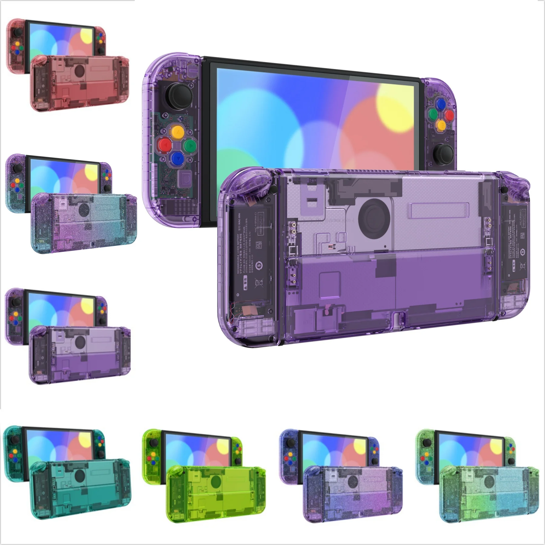 

eXtremeRate Custom Full Set Shell for Nintendo Switch OLED, Replacement Back Plate Kickstand & Joycon Housing Buttons