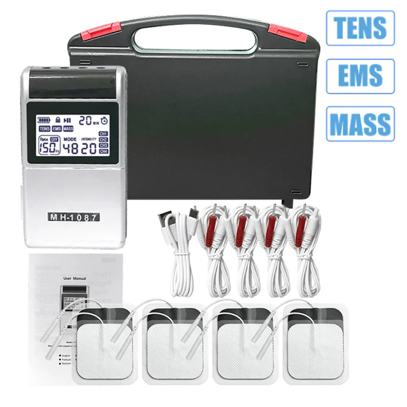 

Rechargeable Tens Unit Body Massager Machine Muscle Stimulator 4-Channel Physiotherapy Neck Back Shoulder Pain Relief Body Relax