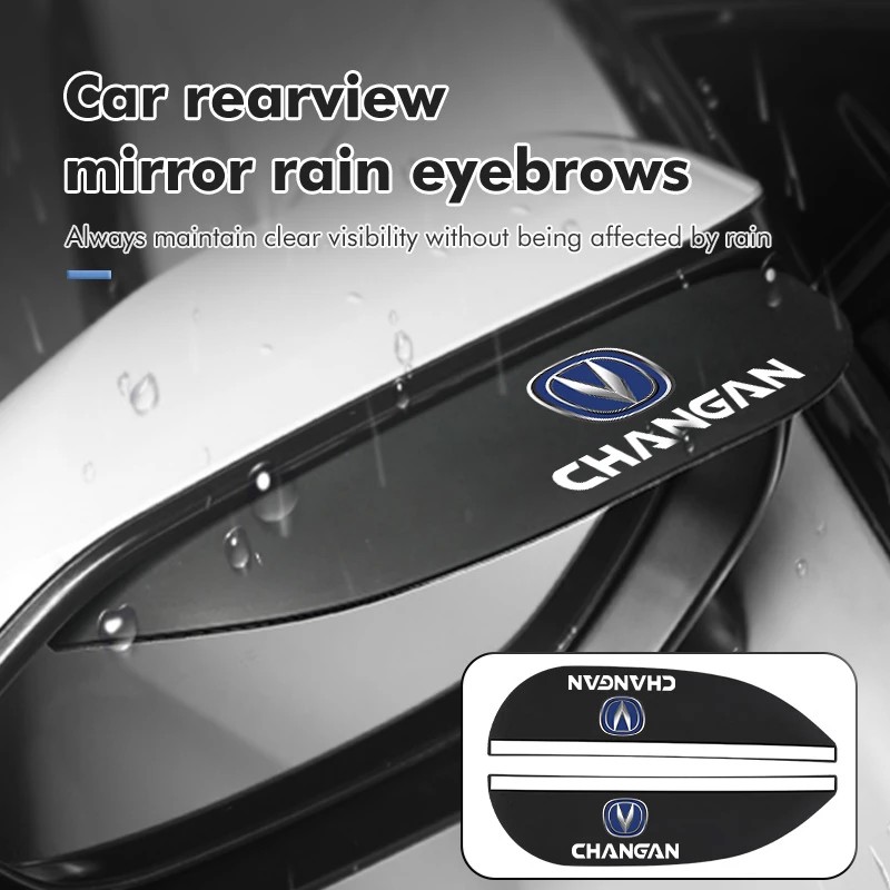 Car Rearview Mirror Rain Eyebrow Rain Visor Shield Anti Rain Water Snow Deflector With CHANGAN Logo For Changan UNI-V UNI-T UNI-