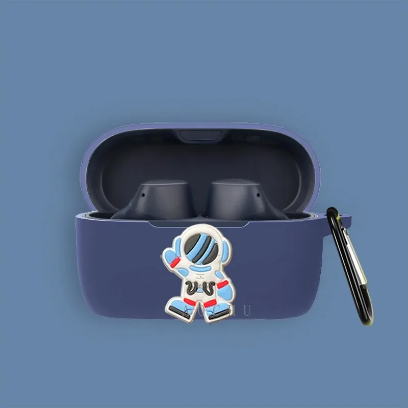 New For Jabra Elite 4 Case Cartoon Spaceman Silicone Earphone Protective case soft Cover for Jabra Elite 4 Case with Keychain