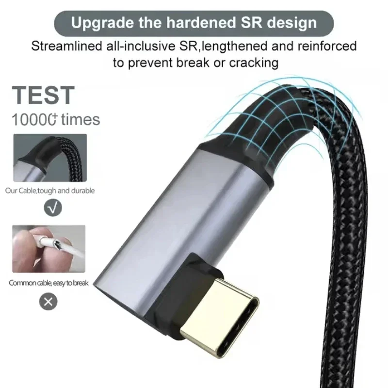 Cable USB C ángulo recto 90° carga rápida PD 100W y datos - imagen 3
