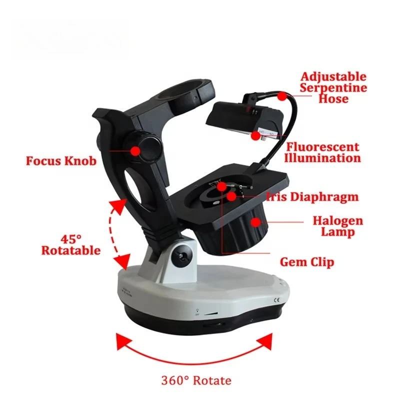 

VGM Table Jewelry Gem Microscope Base Stand Gemological Microscope Equipment With Dark Field For Gem Identification