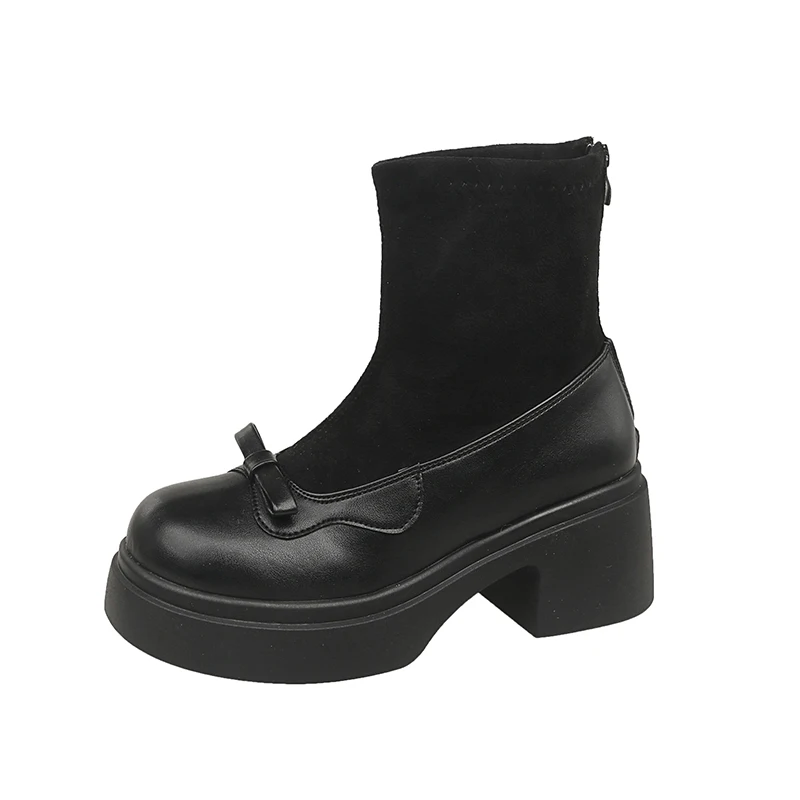 عالية الكعب القوس النساء الأحذية منصة أحذية امرأة موضة الفراء الثلوج الأحذية 2025 الشتاء أحذية مكتنزة رياضة عادية قصيرة بوتاس Mujer #6