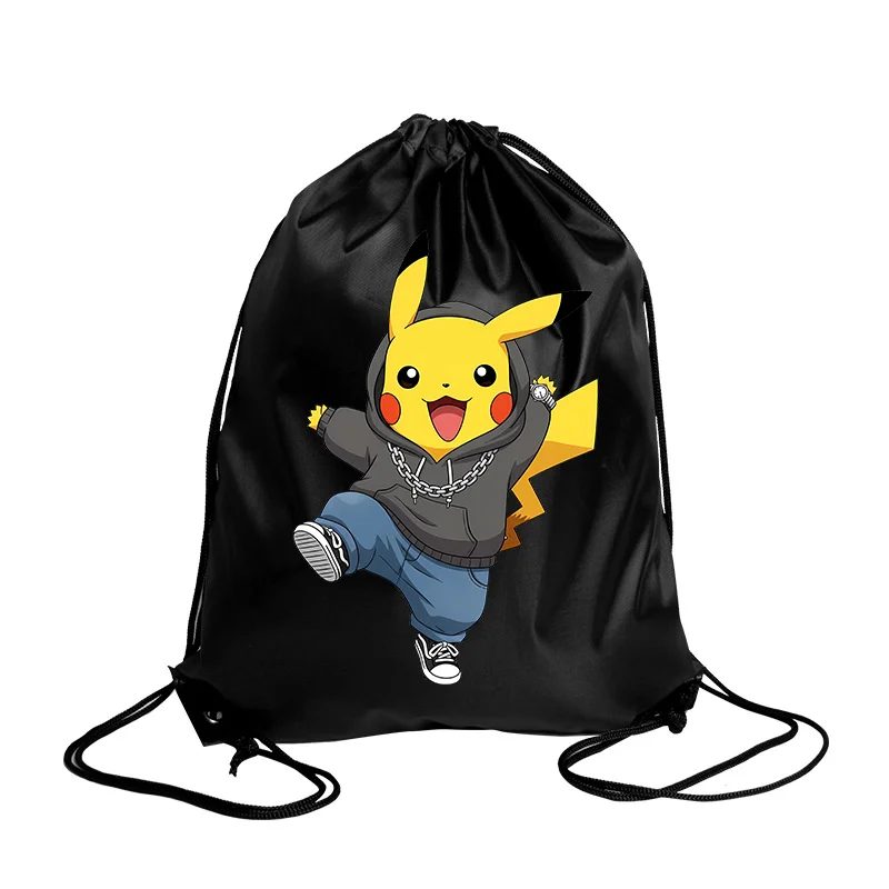 Pokemons Drawstring Bags Cartoon Bundle Bag Pikachus Print Storage Pouch Men Cool Travel Picnic Portable Pocket Women Knapsack - view 4