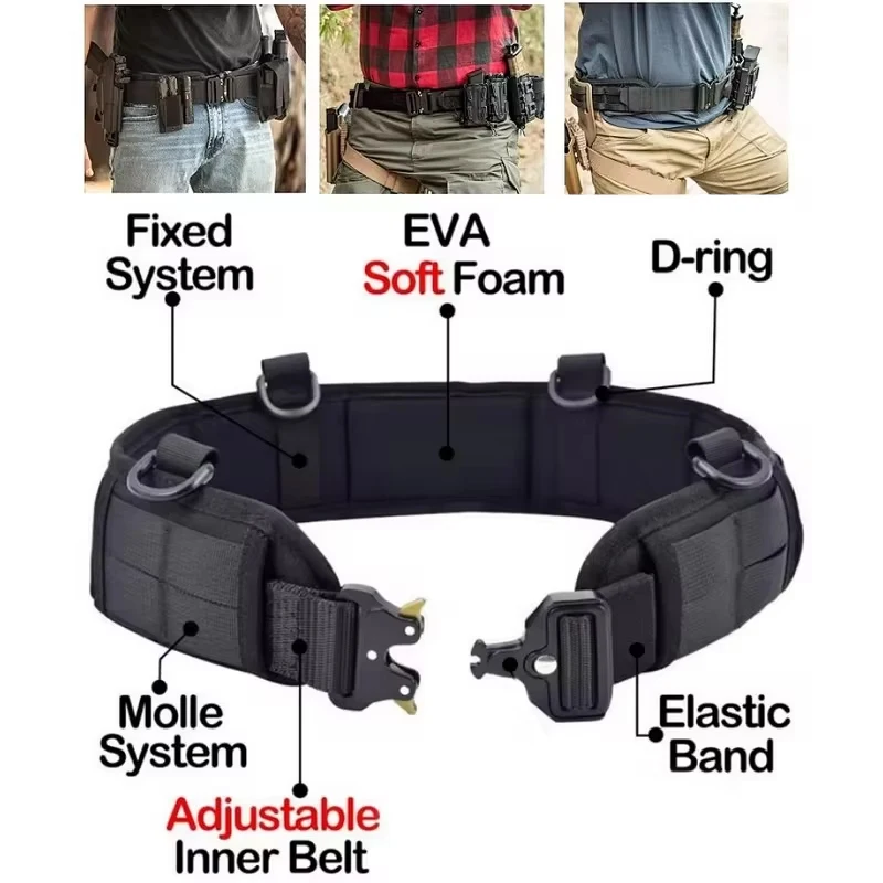 Image of Taktisches Gürtelset mit Schnellverschluss, Metallschnalle, Militärgürtel, verstellbares, mit Nylon-Eva gepolstertes Gürtelset für Training, Outdoor und Jagd ﻿