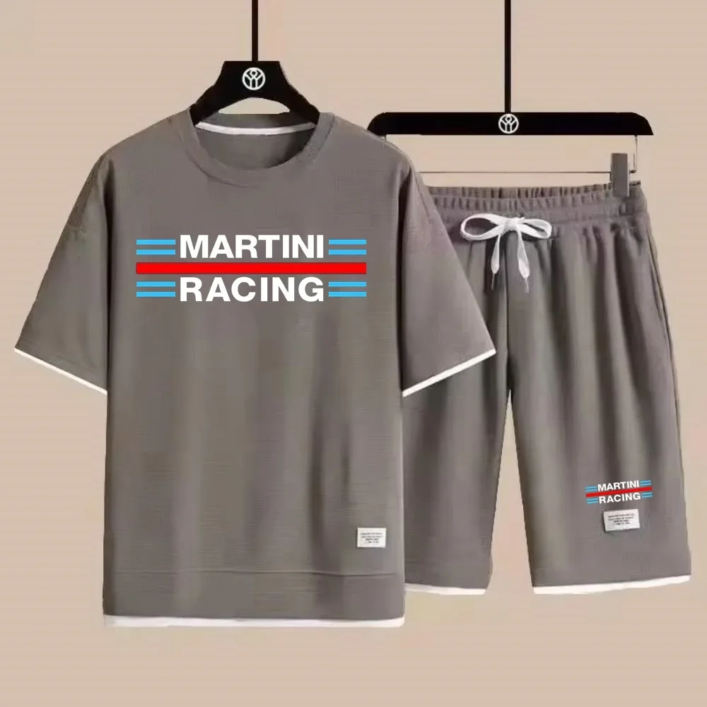 

Men's sportswear set summer loose and comfortable shorts Martini racing car leisure elegant T-shirt shorts set