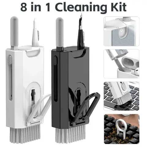 8종 클리너 키트 – 컴퓨터 키보드, 이어폰, AirPods, 헤드셋 및 스마트폰 청소 도구, 키캡 풀러 포함