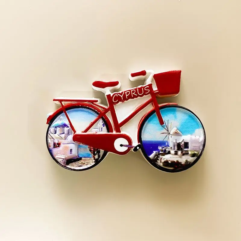 

Cyprus Bicycle3d3D Painted Fridge Magnets World City Travel Souvenirs Gift Magnetic Stickers