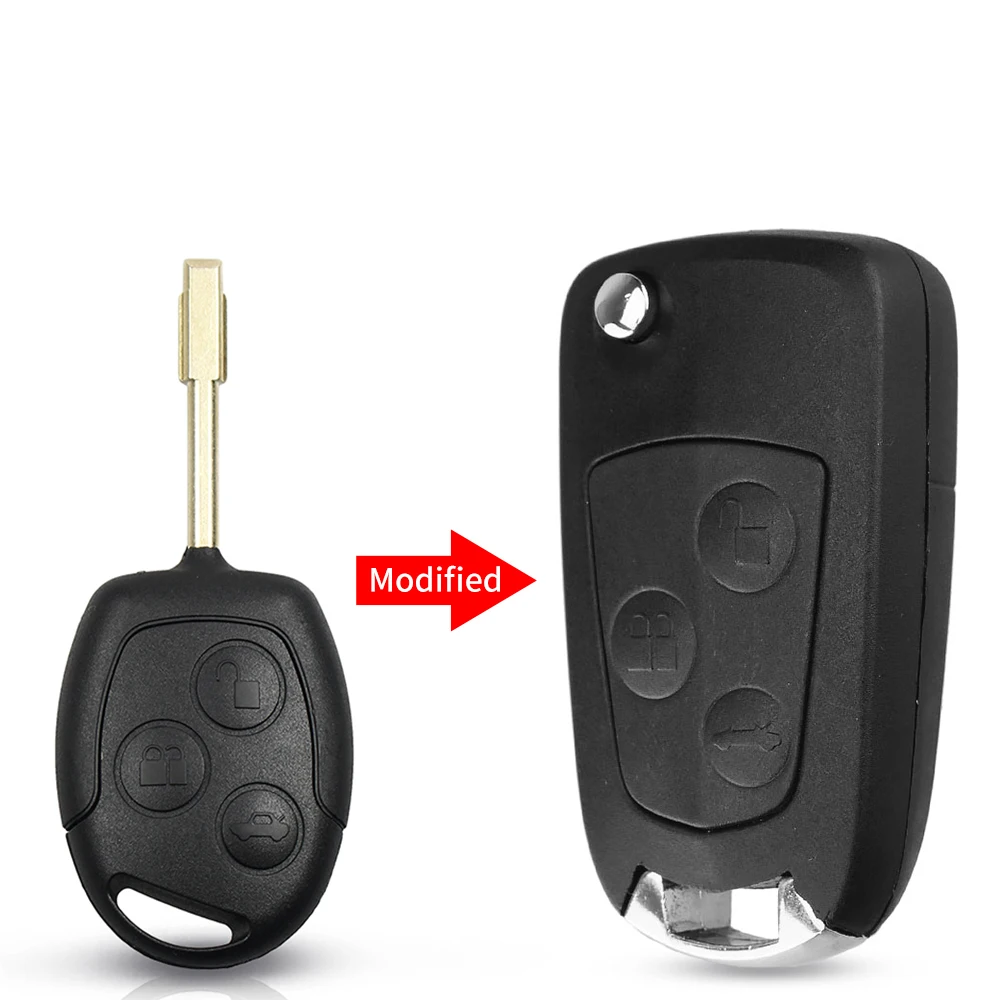 KEYYOU per Ford Focus Mondeo Fiesta C-MAX Fusion Transit KA Car modificato Flip Remote Key 3 pulsanti FO21 HU101 Fob Key Shell Case