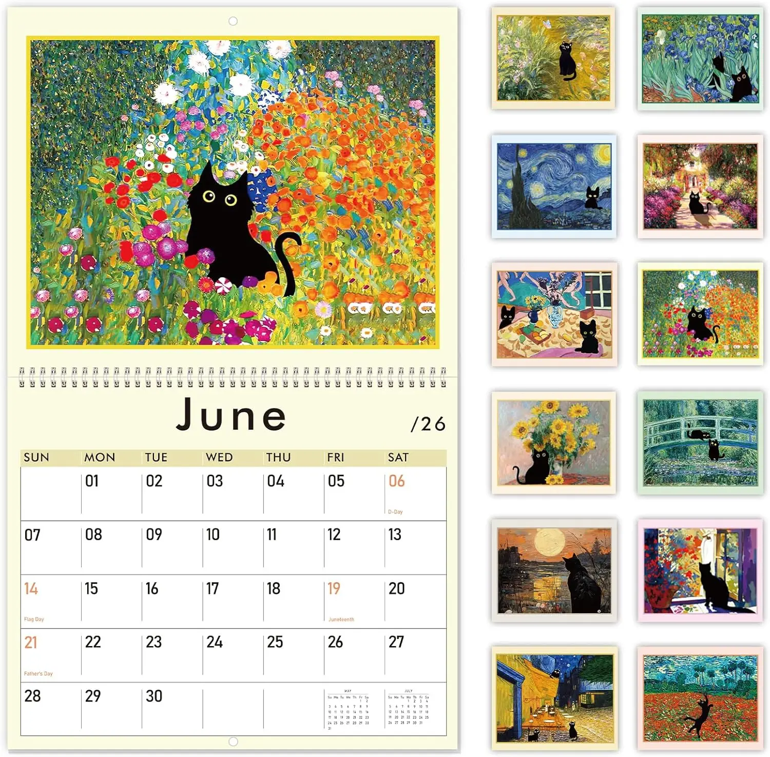 

Cat Wall Calendar 2026-2027, 19-Month Hanging Planner Jun 2026-Dec 2027, 14x23 Inch Monthly Calendar with Thick Paper for Office School Home