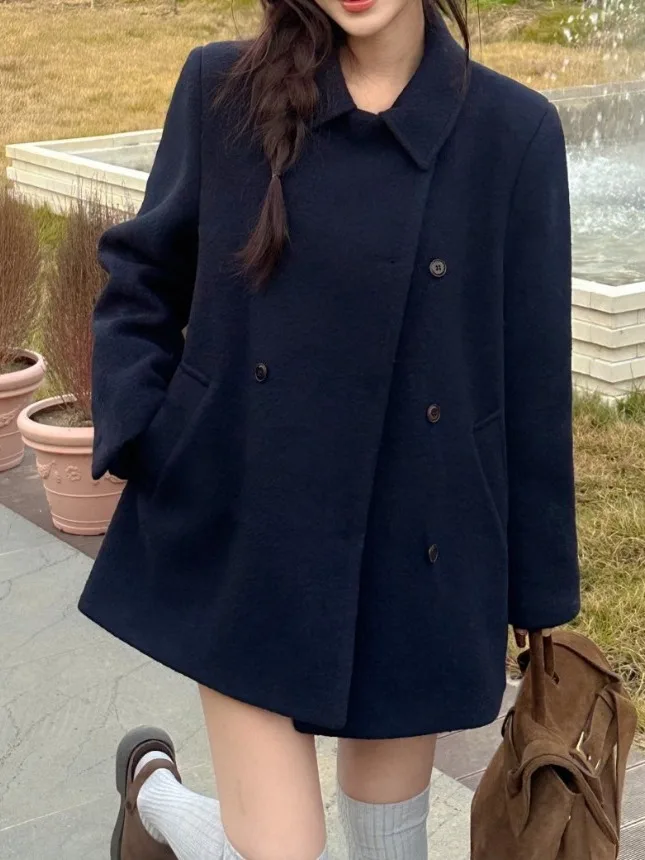 

Зимнее шикарное женское шерстяное пальто на хлопковой подкладке, свободный дизайн, теплое кукольное пальто, верхняя одежда Sli для женщин