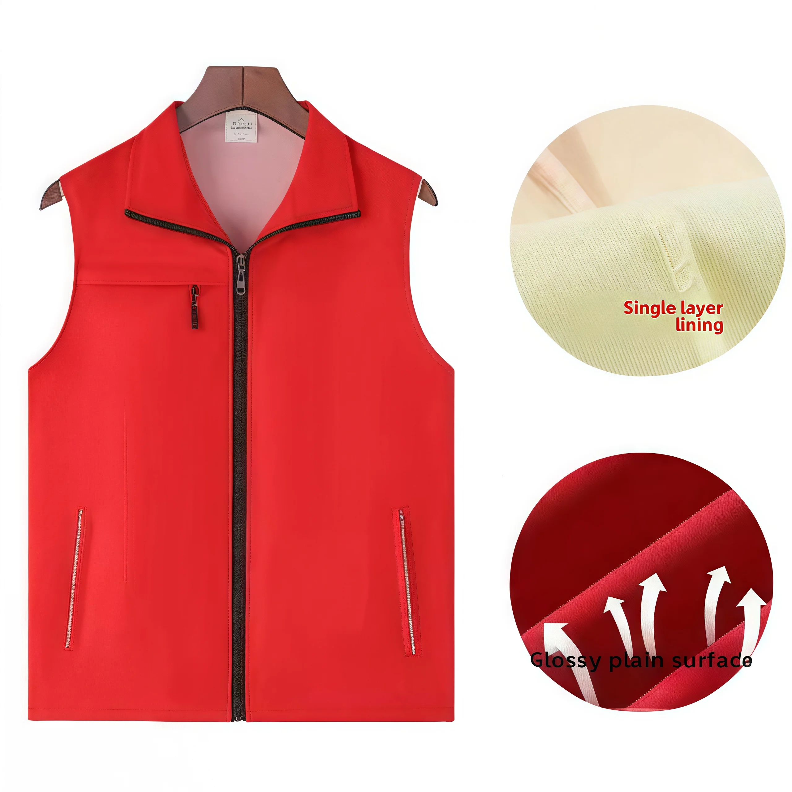 

Fluorescent color three-pocket composite mesh vest outdoor actities Training institution team work clothes customizable logo