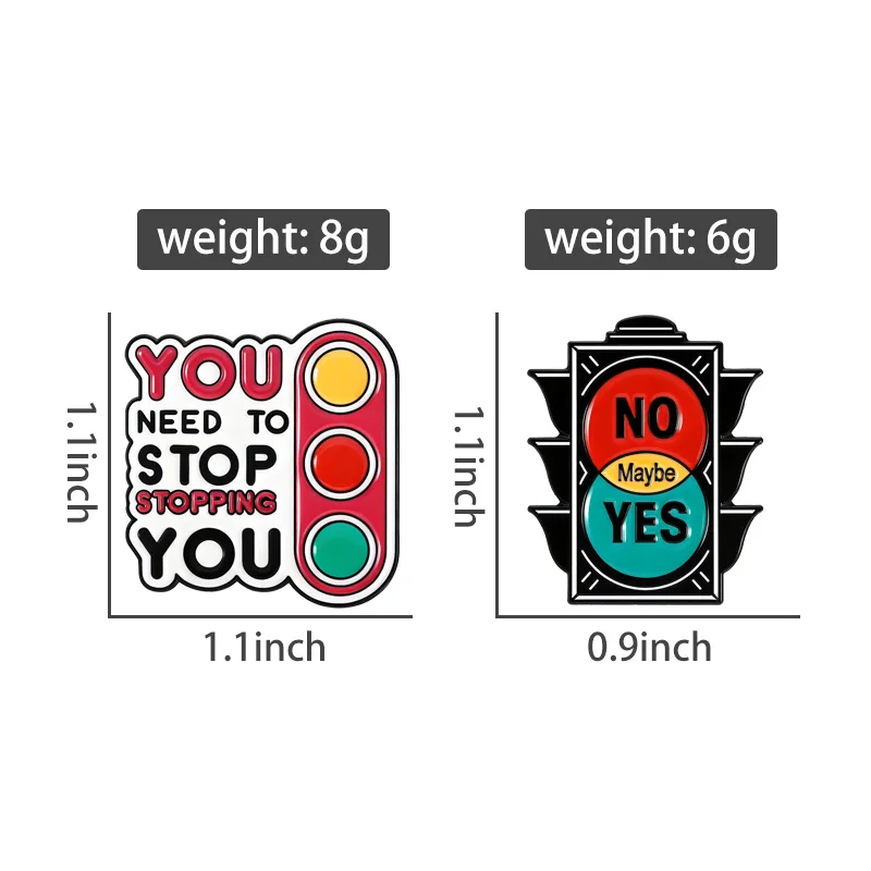 Traffic Light Enamel Pins No Maybe Yes Brooch You Need to Stop Stopping You Badges Motivational Jewelry Gift for Friends