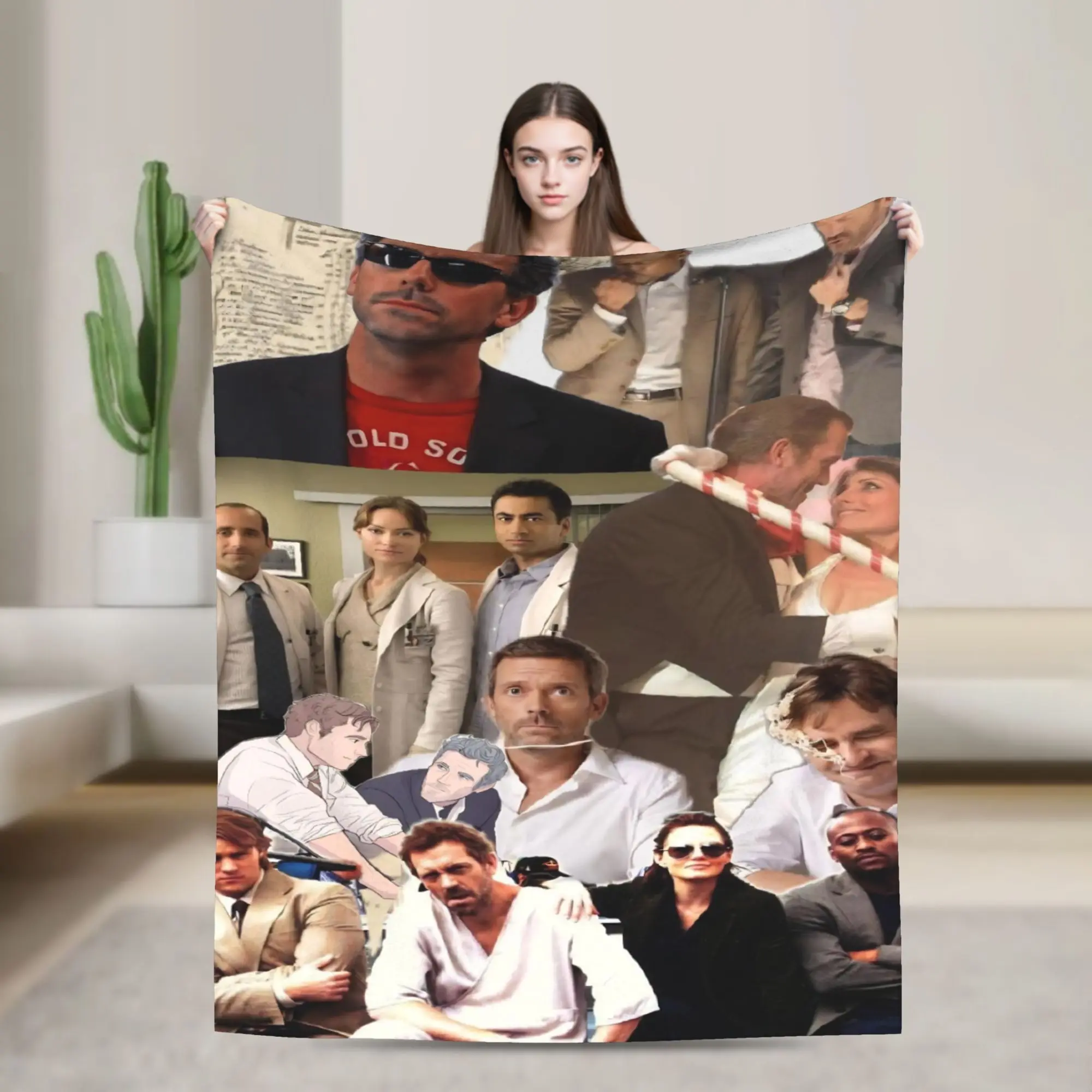 Dr. Gregory House Television Photo Collage Blanket Travel Office Flannel Bedding Throws For Living Room Soft Warm Bedspread