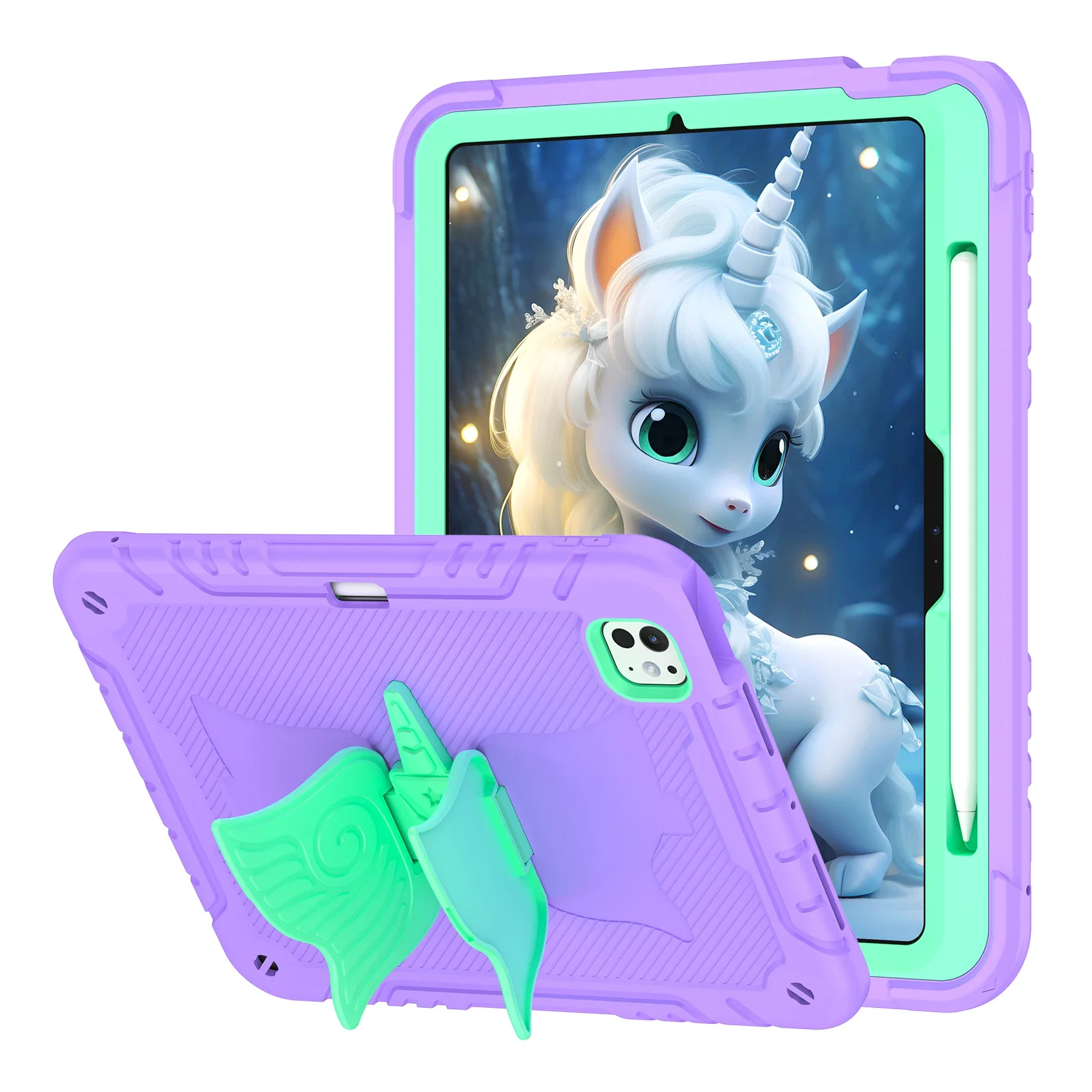 

Чехол для iPad 7, 8, 9, 10-го поколения с милым единорогом KickStand Air Pro 2024 11 10,2 10,9 дюймов, чехол-подставка для планшета, твердая обложка