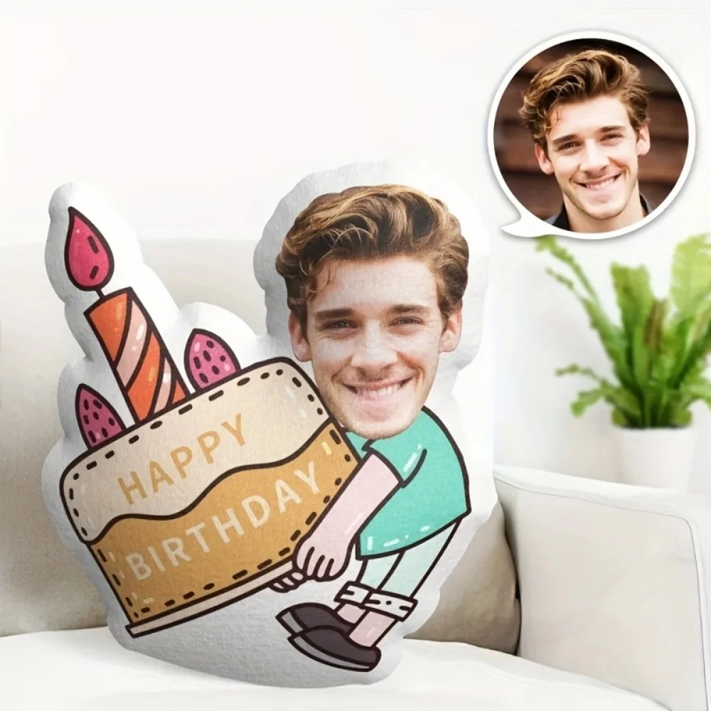 Customized Happy Birthday Cake Pillow - Personalized Photo Pillow, Perfect for Birthday Party Decorations, a Rational Choice for Birthday Gifts for Friends, Family, and Loved Ones