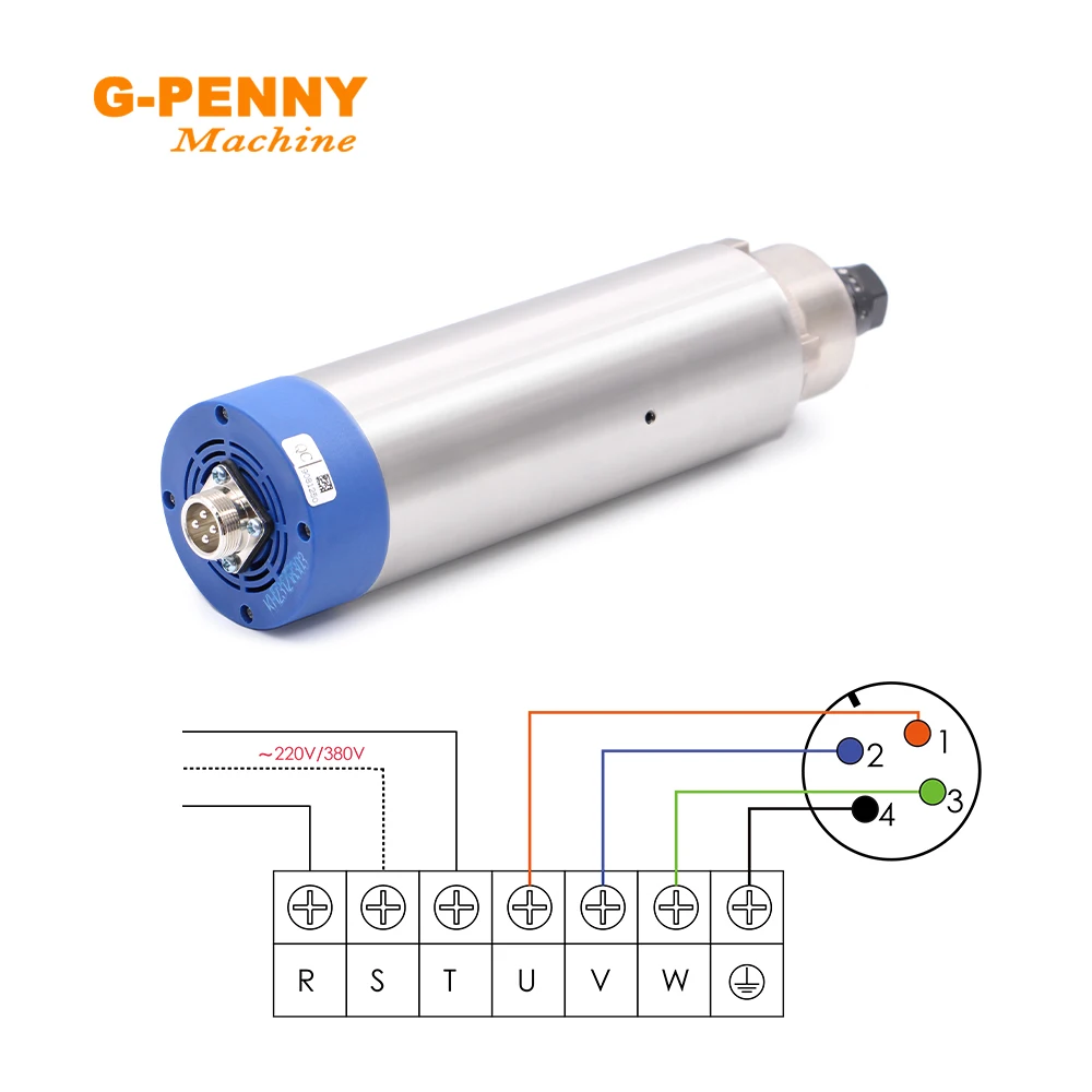 Imagem -04 - G-penny Air Cooled Spindle Motor Madeira Trabalhando Arrefecimento a ar 65x258 mm r 1.5k Er16 d = 65 mm 380v 220v