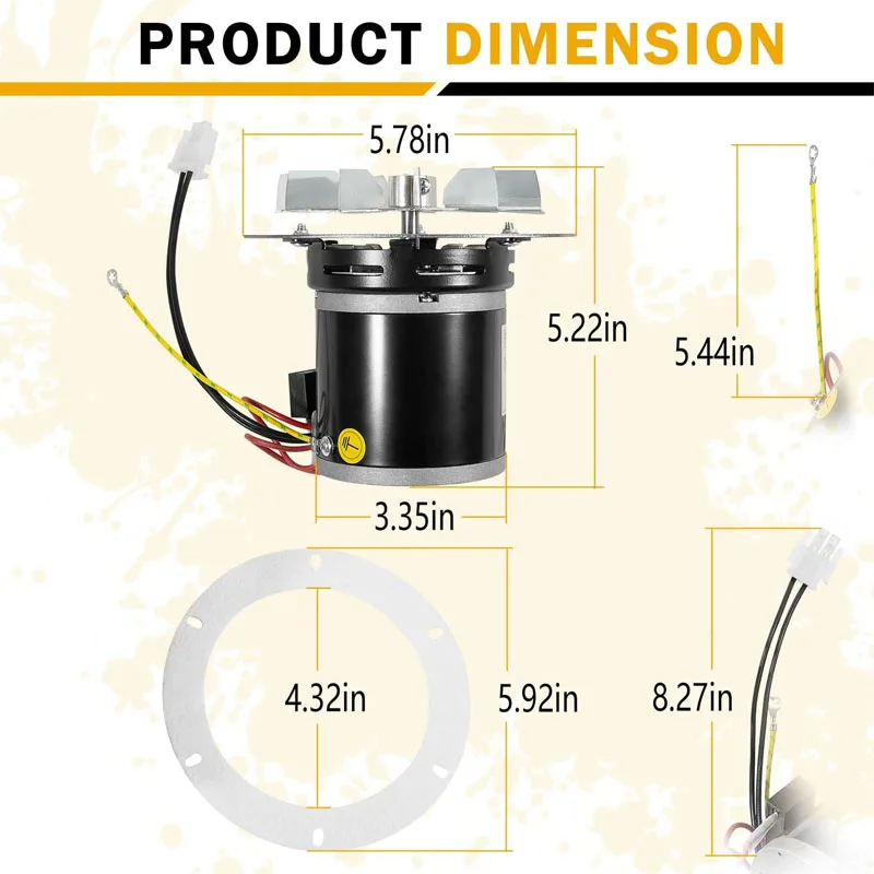 12056010 12026010 Pellet Stove Combustion Exhaust Blower Motor/Impeller Kit with Gasket for Whitfield Advantage Frontiersman Etc