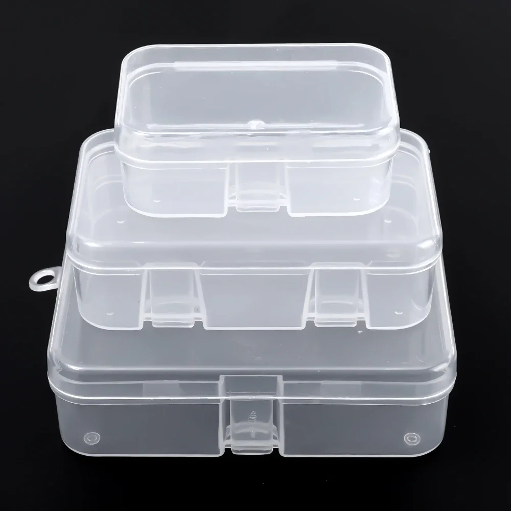 6Pcs Boxes Rectangle Clear Plastic Jewelry Storage Case Container Packaging Box Earrings Rings Beads Collecting Home Organizer