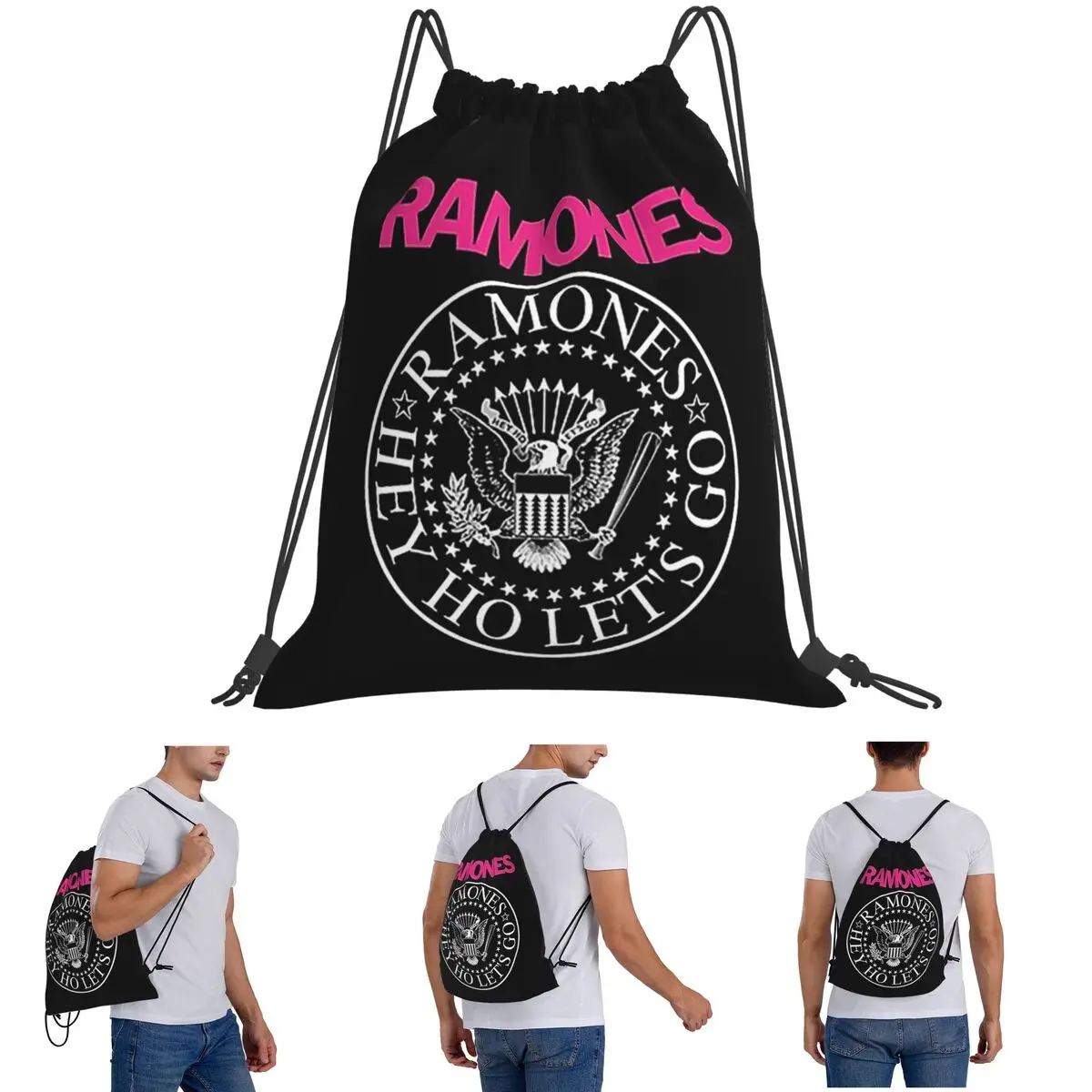 The Ramone Merch Backpacks Portable Drawstring Bags Storage Bag Book Bags for Travel School