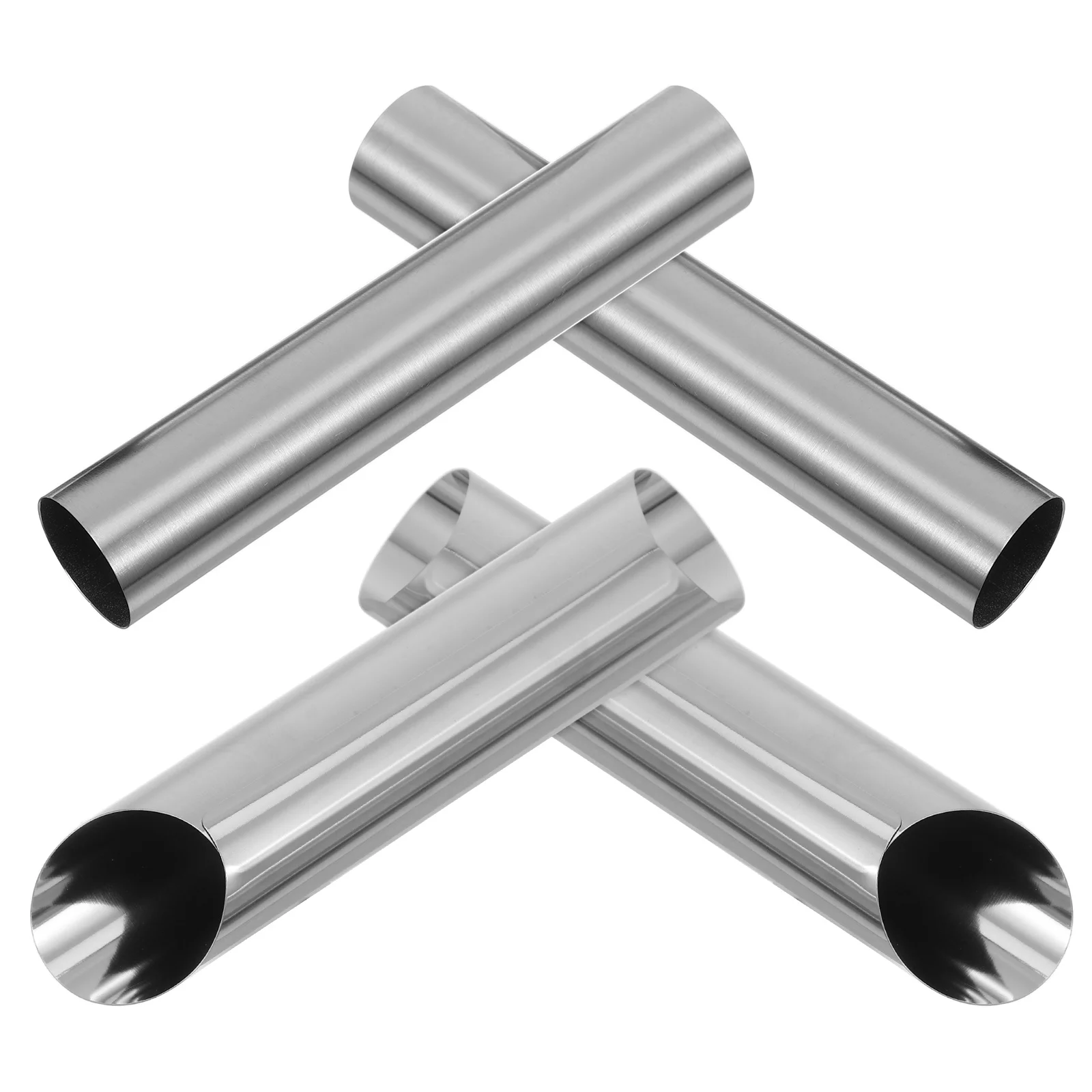 

4Pcs Large Stainless Steel Tubes Non-Stick Dual-Angle Design Baking Molds for Home Pastries Croissant Bread
