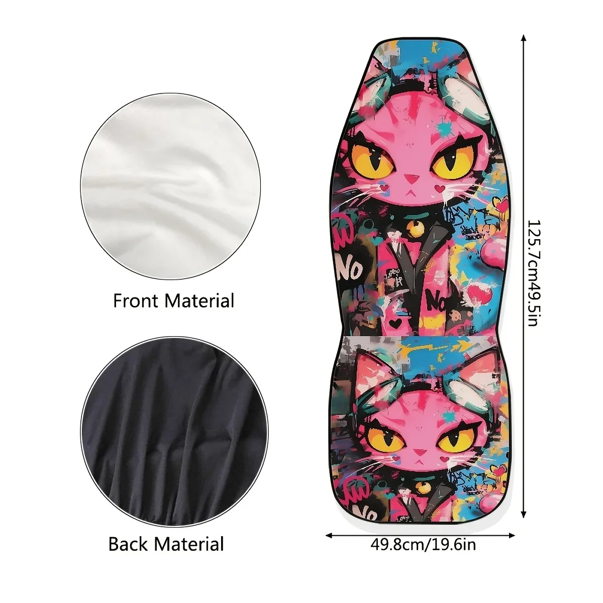 Fila lantera 2 plazas الهيب هوب خربش القط الوحش Funda asiento Impression digital Funda asiento Universal para automóvil Espalda #3