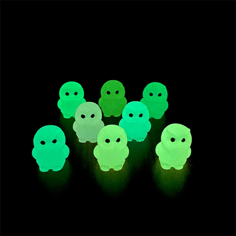 2Pcs Cute Cartoon Luminous Owl Ornament Glow Animal Ornaments Micro Garden Landscape DIY Decorations Toys