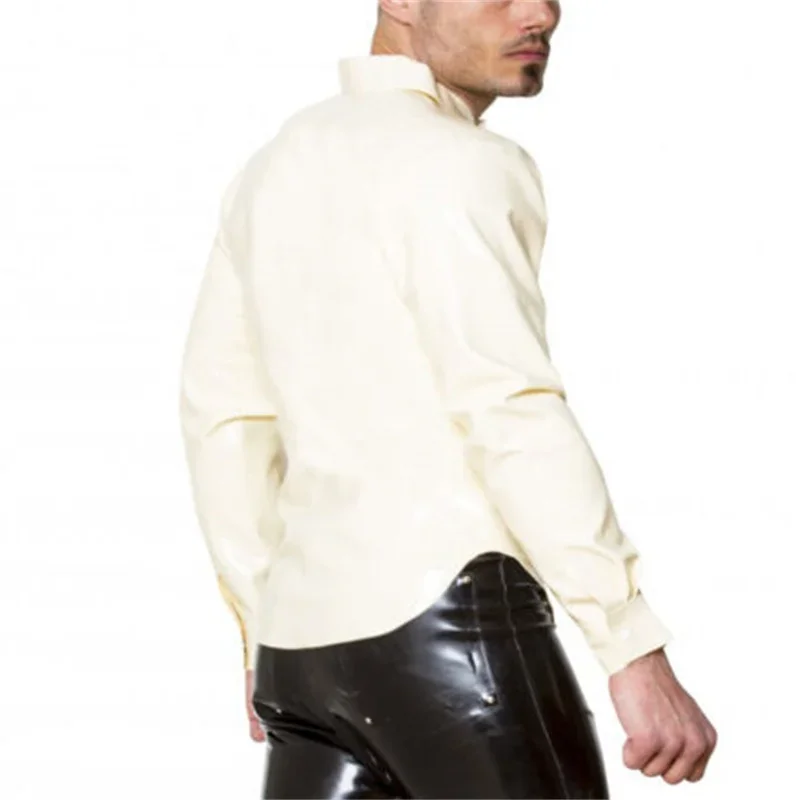 Latex Catsuit Men's Shirts Classic Fitted Pure Color Cool Unique Customized .4mm Sexy Lingerie Cosplay Costumes - view 3