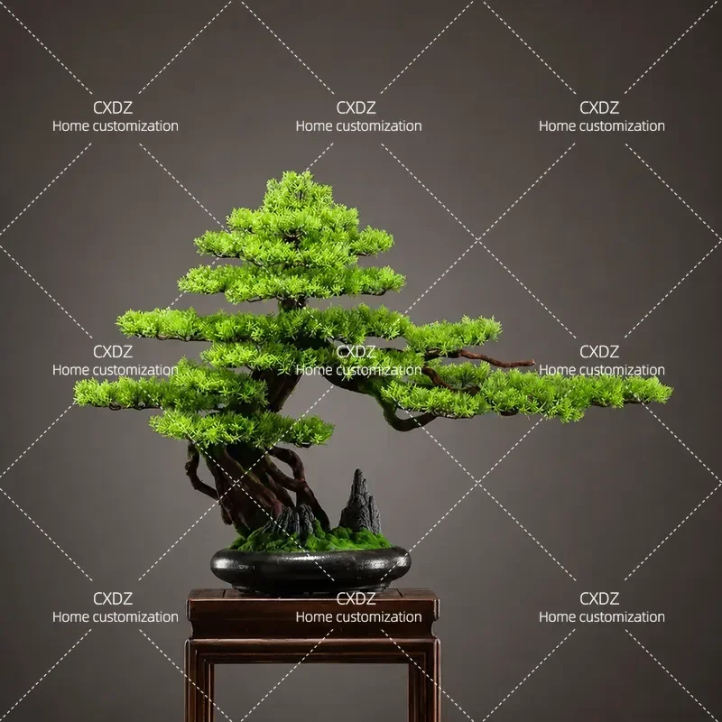 Simulated Welcome Pine Bonsai Artificial Tree Green Plant Home Decoration for Living Room TV Cabinet Tea Room Office Entrance