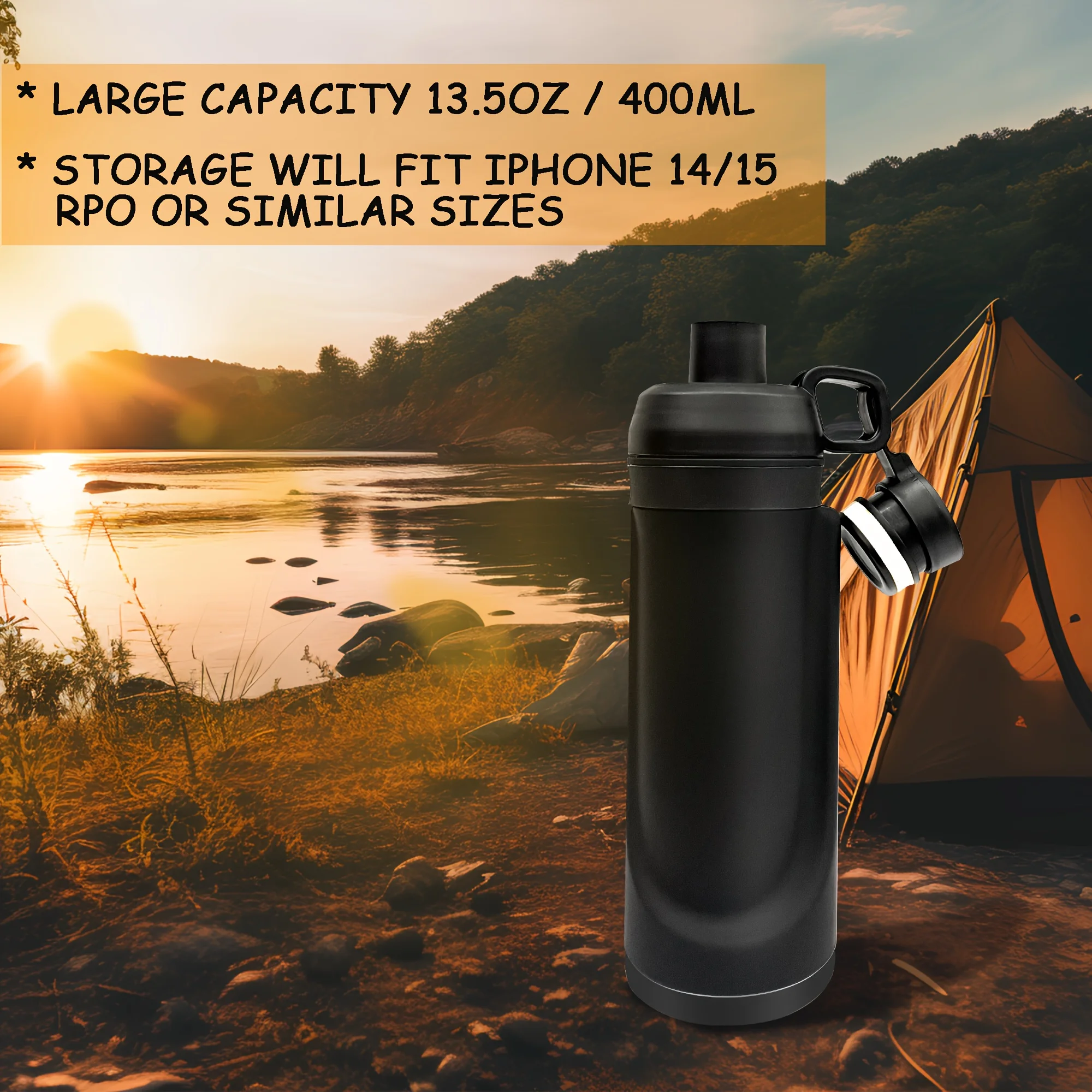 Portfel na butelkę z przepływem wody, przegródka na smartfon.