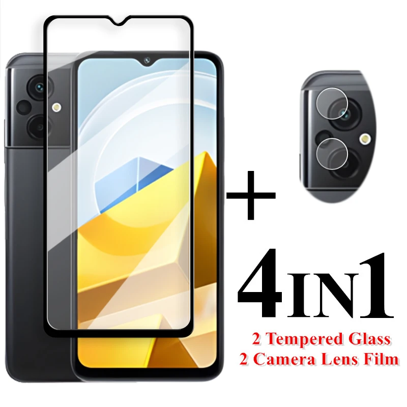 

For POCO M5 Screen Protector 6.58 inch Full Cover Glass For POCO M5s M5 Global Tempered Glass For Xiaomi POCO M5 9H Lens Flim