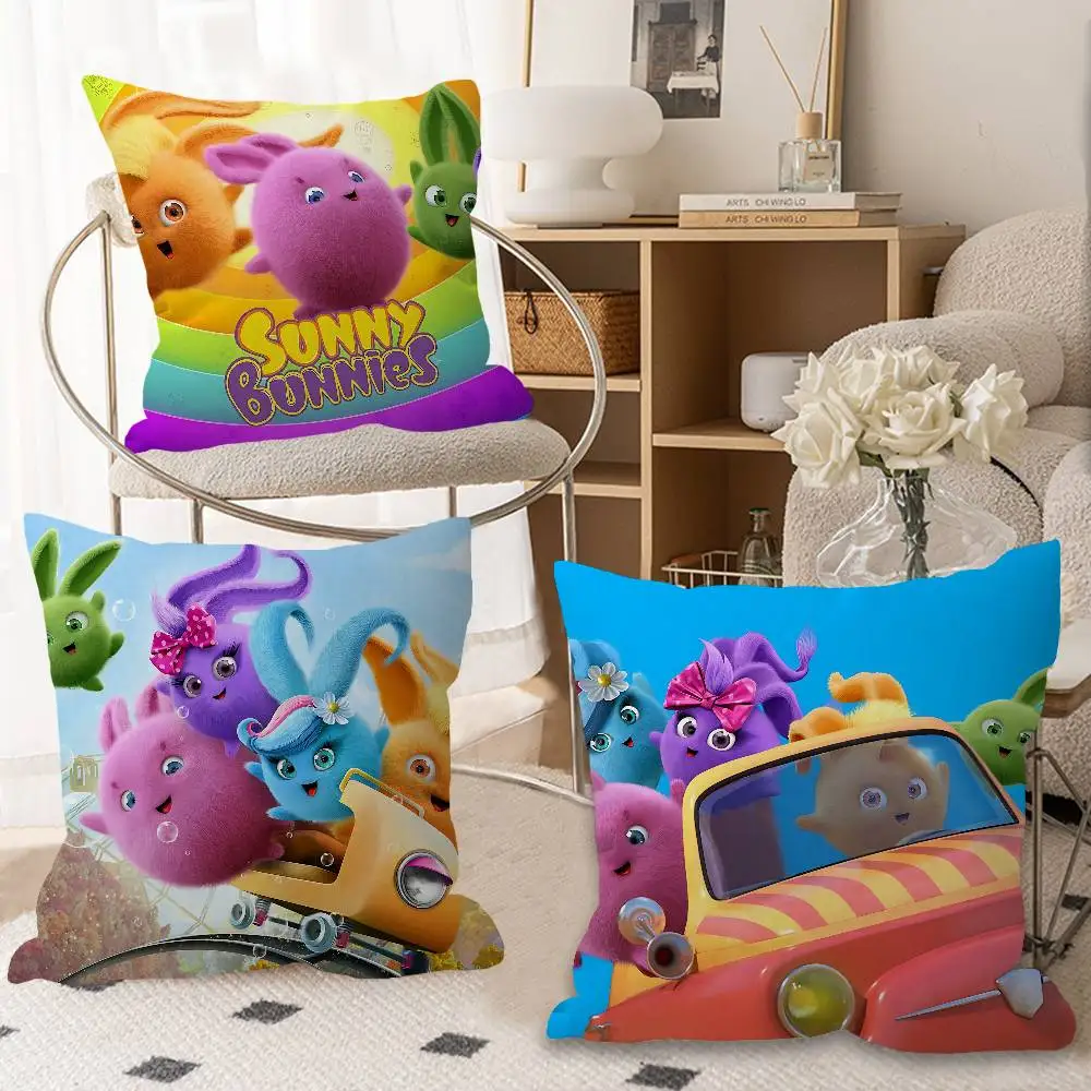 Sunny B-bunnies Pillow Covers Cartoon Sofa Decorative Home Double-sided Printing Short Plush Cute Cushion Cover