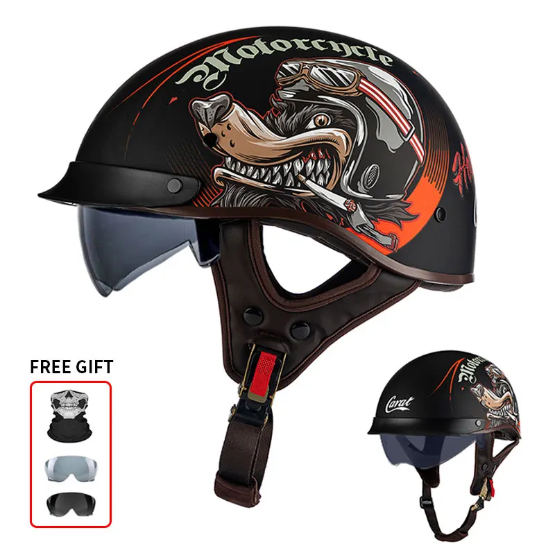 Motorcycle Helmet Electric Vehicle Riding Locomotive for Harley Retro Half Helmet Four Seasons Universal Helmet Helmet Wholesale