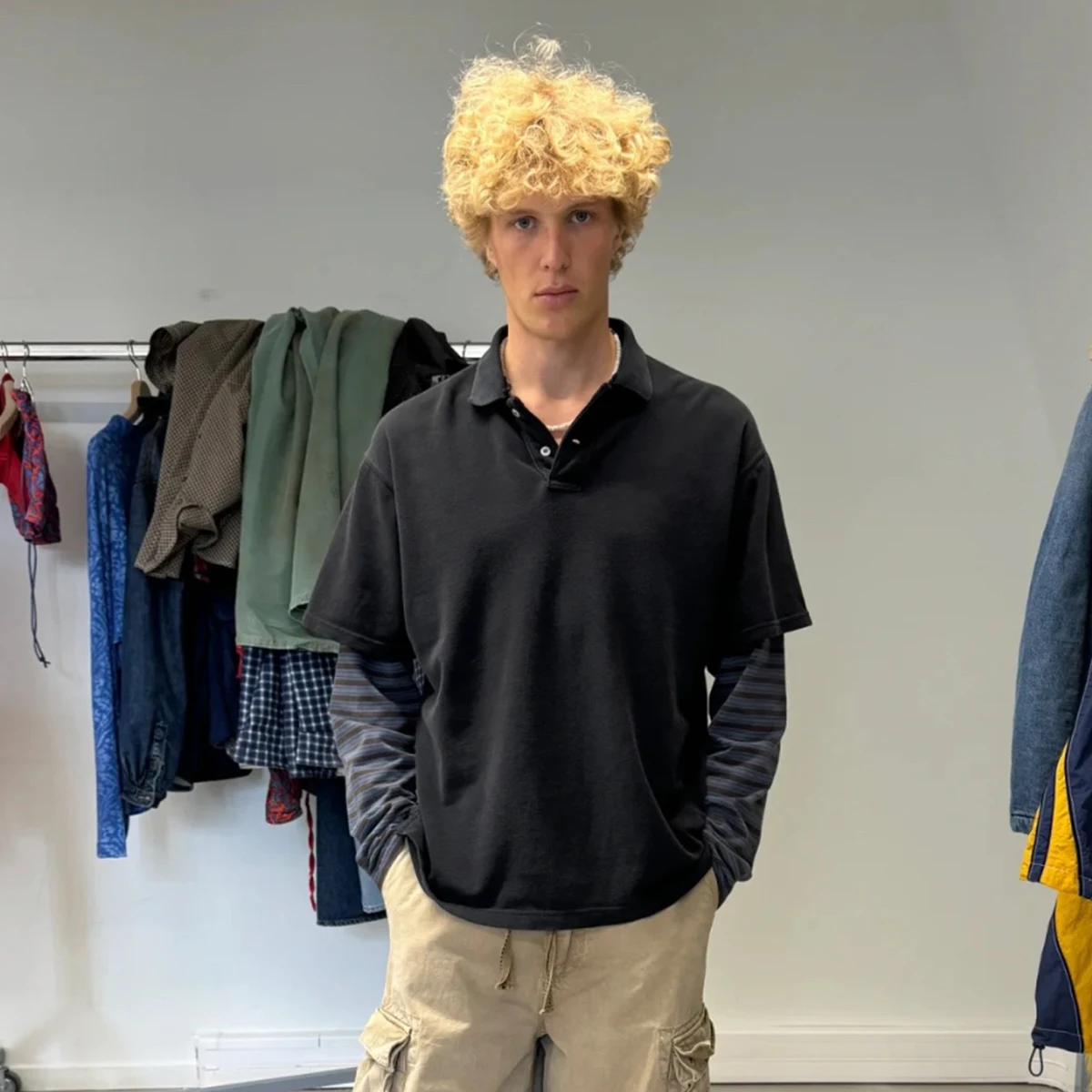 

NIGO Мужская осенне-зимняя толстовка с воротником-поло и длинными рукавами, модная уличная повседневная футболка # NGTOP12184