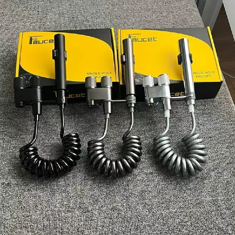 

Stainless Steel Material Handheld Bidet Sprayer Hand-held Design Pressurized Spray Toilet Cleaning Bidet Sprayer Double Outlet