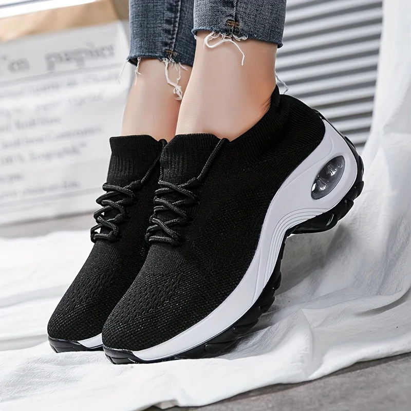 

Women Walking Shoes Slip on Sock Sneakers Lady Girls Nurse Mesh Lightweight Sport Shoes Air Cushion Platform Red Loafers