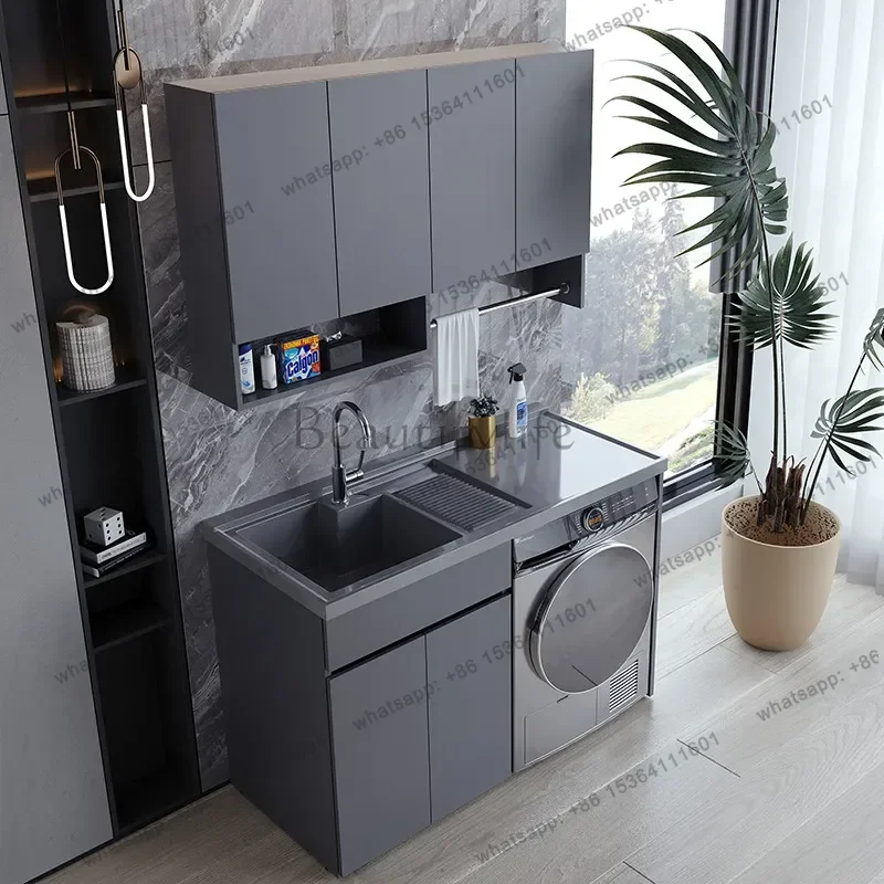 FG Modern Honeycomb Aluminum Balcony Laundry Cabinet Nordic Creative Sink Washboard Washer Combo  Bathroom Furniture muebles