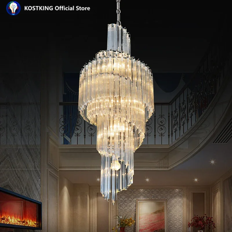 

Modern Crystal Chandelier Chrome Gold Ceiling Pendent Lamp For Living Room Lobby Hotel Lobby Home Decorations Lustres Droplight