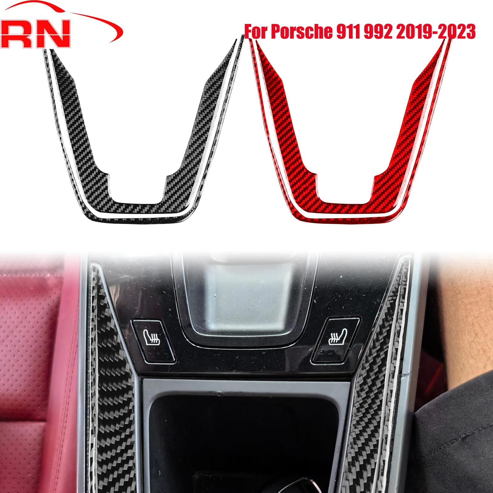 

For Porsche 911 992 2019-2023 Modified Carbon Fiber Car Handbrake Bezel Interior Accessories Piano Black Decorative Sticker