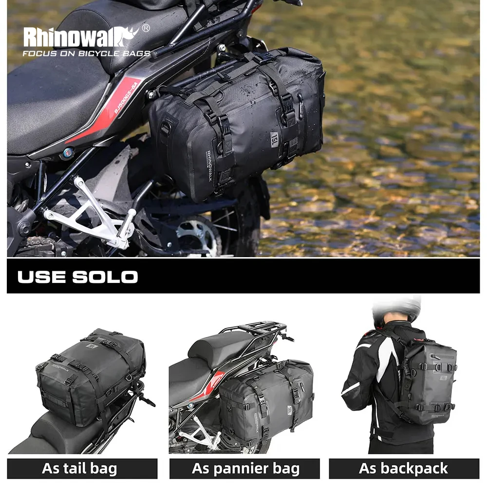 

Rhinowalk Motorcycle Backpack Waterproof Universal Outdoor Pannier Saddle Bag Bag 8L 15L 30L Motorbike Tail Bag Accessories