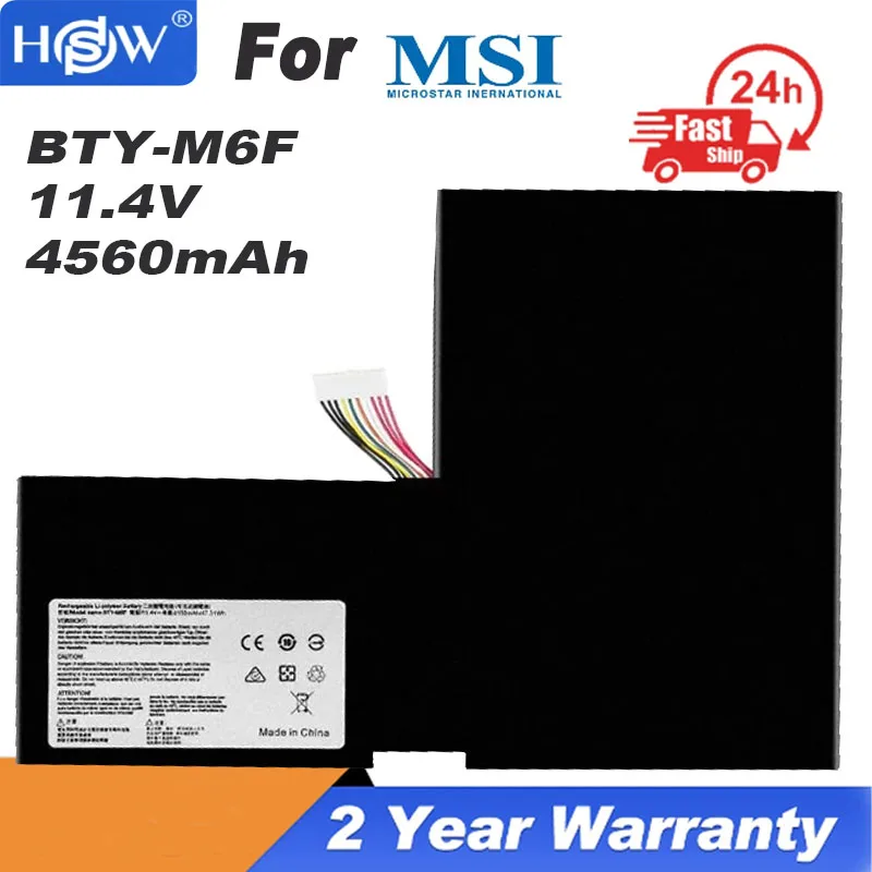 

BTY-M6F Laptop Battery for MSI GS60 2PL 2QE 6QE 6QC 6QC-070XCN MS-16H2 11.4V 4640MAH/52.89WH Notebook Battery